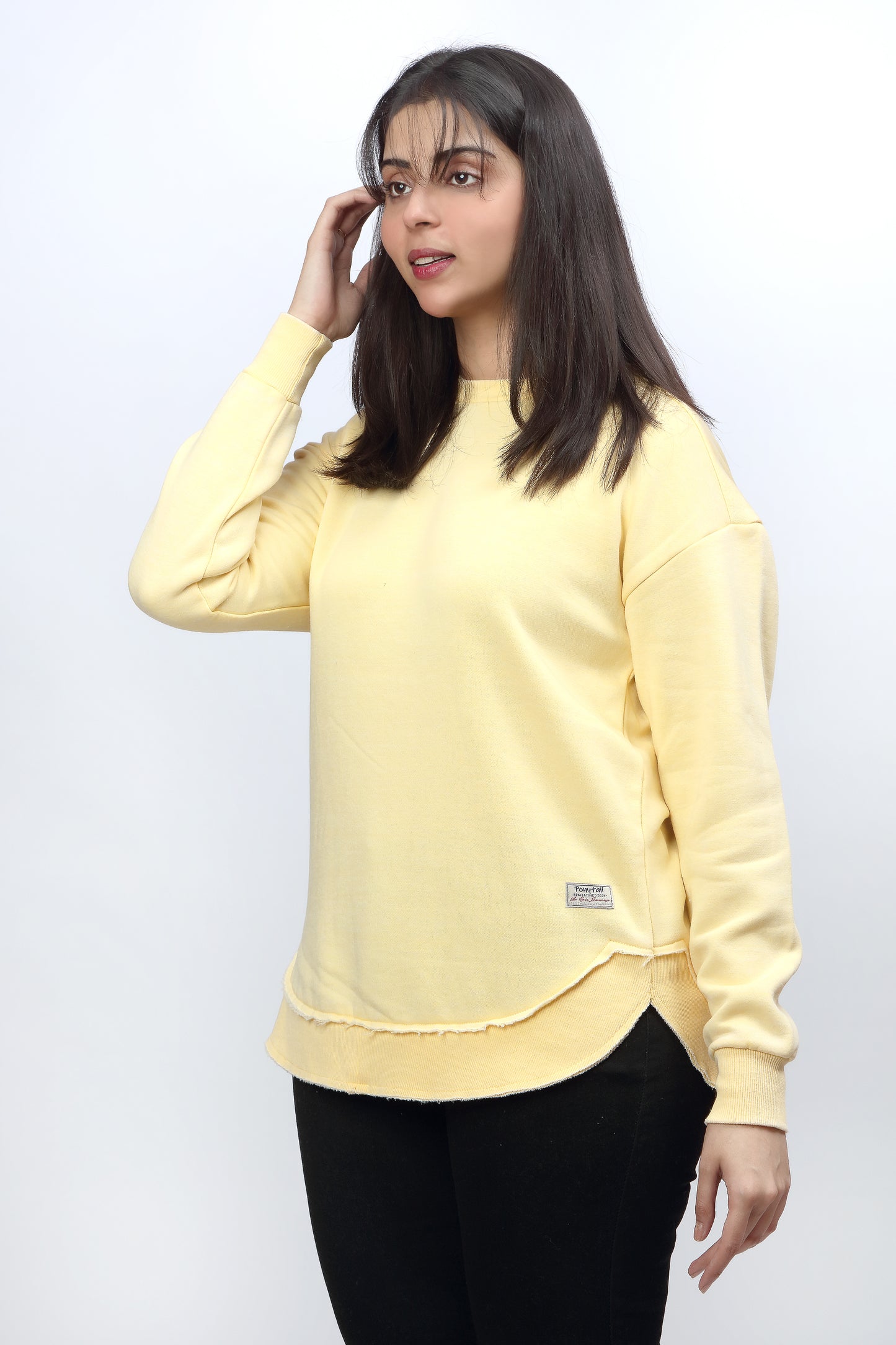 Oversized Burnout Sweatshirt Yellow