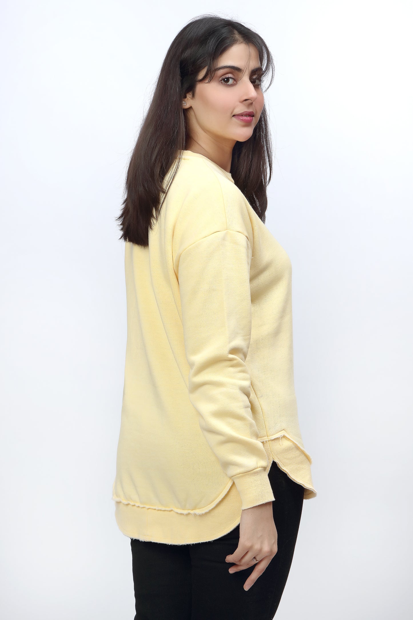 Oversized Burnout Sweatshirt Yellow