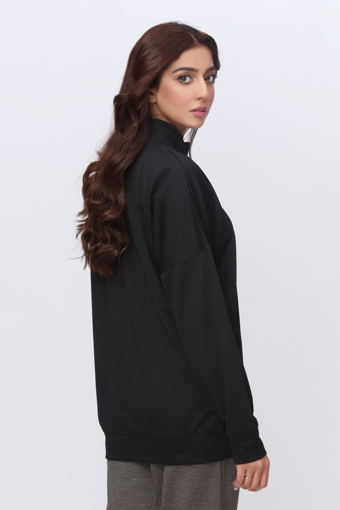 Black Popcorn Mock neck