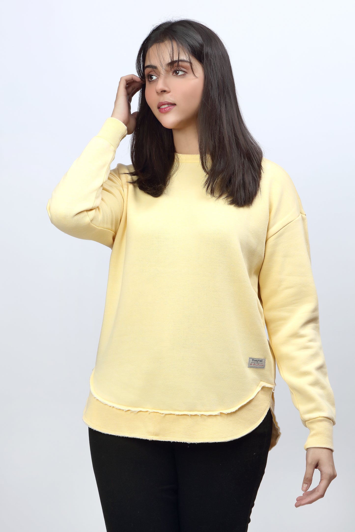 Oversized Burnout Sweatshirt Yellow