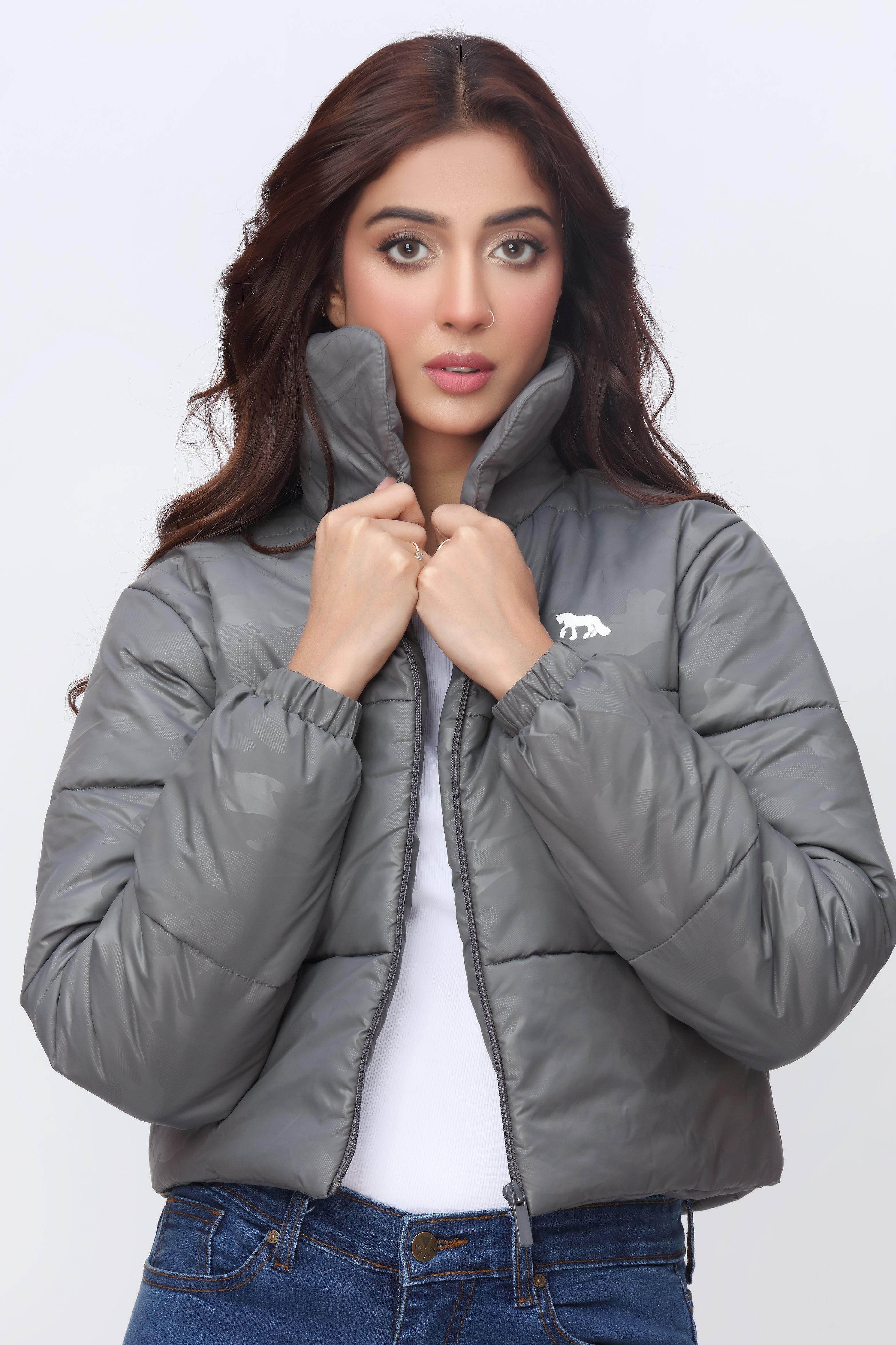 Light grey padded jacket best sale