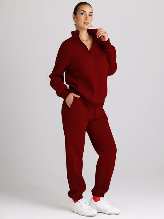 Maroon Mock Neck Co-Ord Set